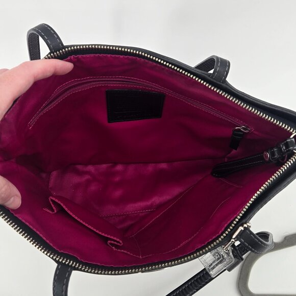 Coach Plaid Logo Tote - Black/Purple/Pink - Picture 5 of 6